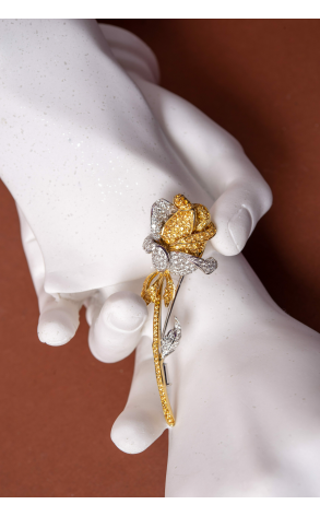 Брошь Picchiotti Yellow and White Gold Rose Brooch (15589) №2