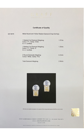 Серьги GRAFF White Round and Yellow Radiant Diamond Drop 2.50 ct Earrings GE (28860) №5