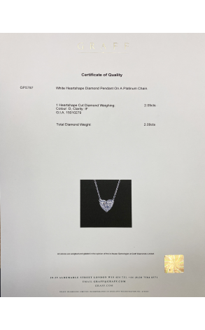 Подвеска GRAFF Platinum White Heartshape Diamond Pendnat 2.09 сt D/IF GP5797 (23280) №4