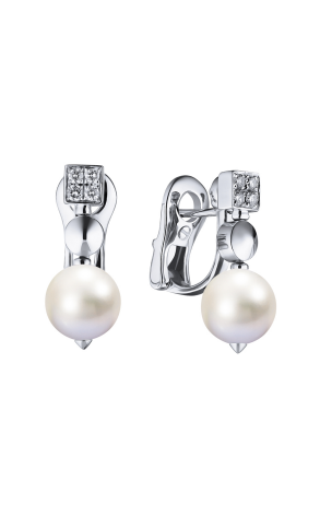 Серьги Bvlgari Lucea White Gold Diamond Pearl Earrings (29507)