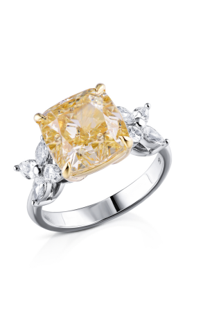 Кольцо  с бриллиантом 6,01 ct Fancy Yellow/VS1 МГУ (30112)