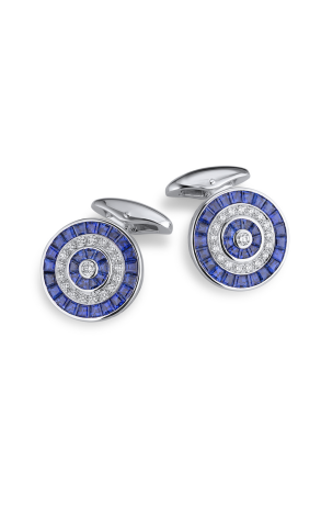 Запонки Faberge Diamonds & Blue Sapphire White Gold Cufflinks (30433)