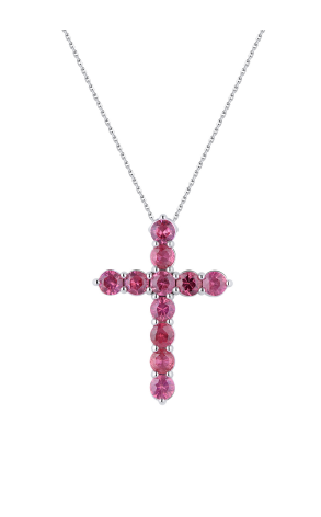 Крест RalfDiamonds с рубинами 1,23 ct Strong Purplish Red (30849)
