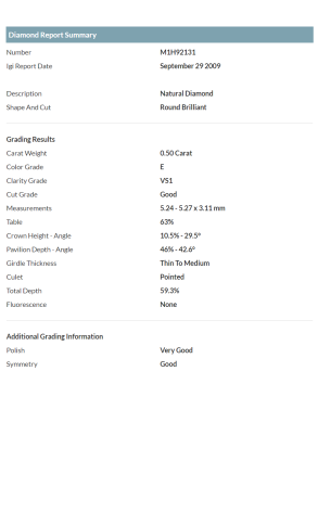 Кольцо IGI Antwerp с бриллиантом 0,50 ct E/VS1 IGI (30894) №2