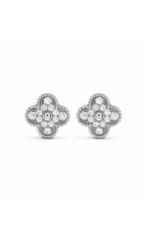 Серьги Van Cleef & Arpels Vintage Alhambra White Gold Diamonds Earrings VCARA44600 (30888)