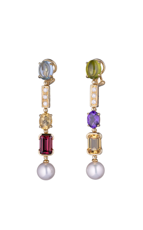 Серьги Bellini Gioielli Yellow Gold Multistone Earrings (31018)