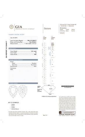 Кольцо GRAFF 2,01 ct G/VS2 Pearshape Diamond Ring GR (33841) №3