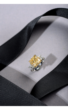 Кольцо  с бриллиантом 6,01 ct Fancy Yellow/VS1 МГУ (30112) №3