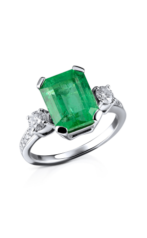 Кольцо  с изумрудом 3,60 ct Intense Green и бриллиантами (34004)