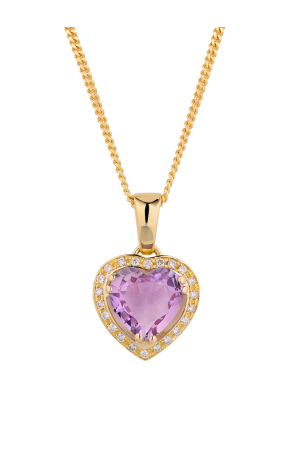 Колье Bellini Gioielli Yellow Gold Amethyst Heart Pendant (34418)