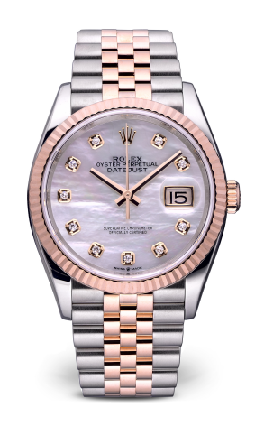Часы Rolex Datejust 36 mm Steel & Rose Gold Diamonds Index Pearl Dial 126231 (34432)