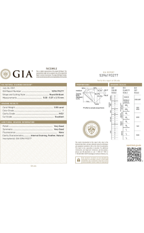 Пусеты GIA с бриллиантами 0,50 I/VVS1 - 0,50 I/VVS1 GIA (35190) №2