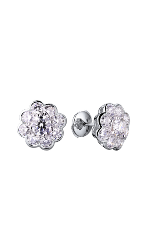 Пусеты GRAFF Platinum & White Gold White Round Diamond Cluster Earrings GE (34988)