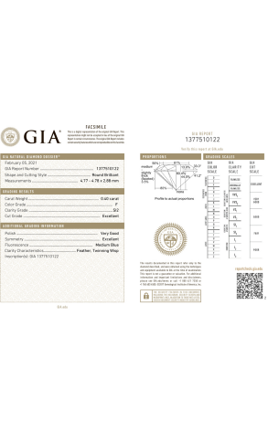 Пусеты GIA с бриллиантами 0,40 F/SI1 — 0,40 F/SI2 GIA (35248) №3