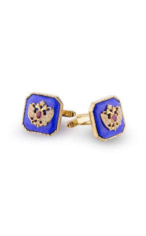 Запонки Faberge Theo Romanov Lapis Ruby Diamond Gold Cufflinks (35437)
