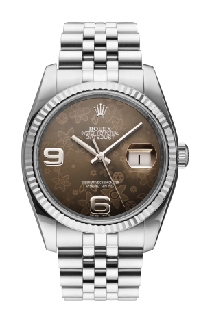 Часы Rolex Datejust 36mm Steel and White Gold Brown Floral Dial 116234 (36858)