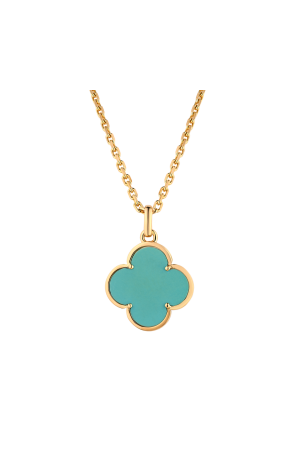 Подвеска Van Cleef & Arpels Alhambra Large Model Pendant, Yellow Gold, Turquoise VCARA69600; VCARA45100 (40966)