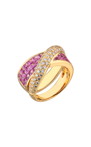 Кольцо Adler Pink Sapphire & Round Diamonds & Yellow Gold (40184)