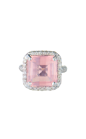 Кольцо  White Gold & Diamonds & Rose Quartz (41616) №2