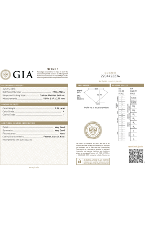 Пусеты GIA 1,02 ct N/VS2 - 1,06 ct K/I1 Cushion Diamonds (37856) №3