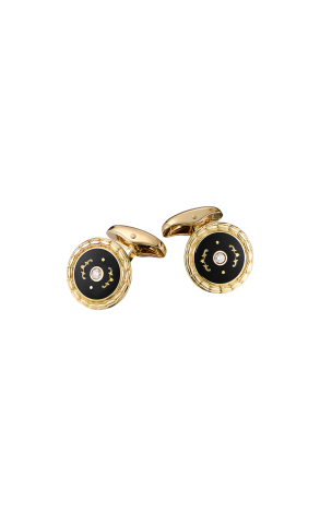 Запонки Faberge Yellow Gold & Enamel & 0.10 ct Diamonds (42226)