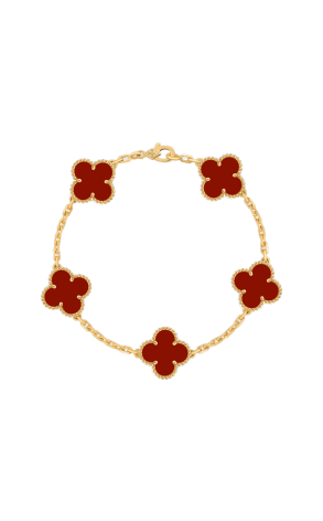Браслет Van Cleef & Arpels Vintage Alhambra 5 motifs, yellow gold, Carnelian VCARD35500 (41309)