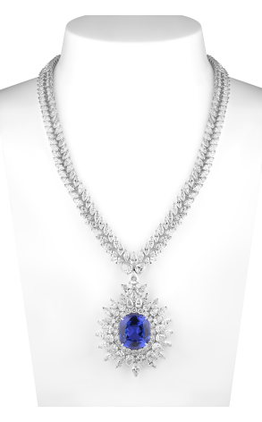 Колье Damas Jewellery Natural Tanzanite 19.21 ct & Diamonds 64.23 ct White Gold Necklace (28010)