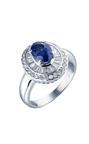 Кольцо  Природный сапфир 1,75 ct Strong Blue & 0.64 ct Бриллианты (37268)