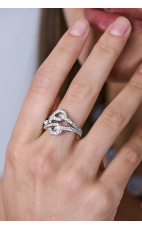 Кольцо Cartier Agrafe White Gold Diamonds 18.0 (57) (40512) №2