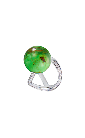 Кольцо Scavia Jewels Egizia Collection Green Turquoise Bead & Diamond & White Gold (43833)