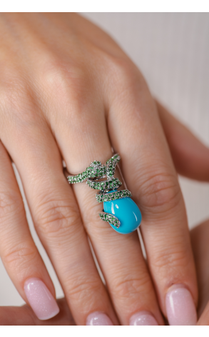 Комплект  Chrysolites & Turquoise White Gold в стиле De Grisogono (38019) №6