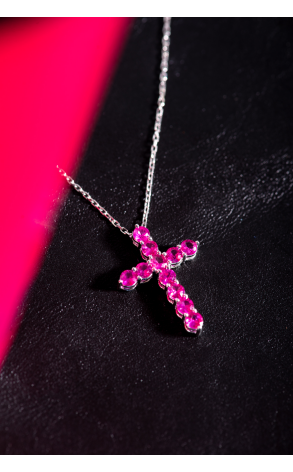 Крест RalfDiamonds с рубинами 1,23 ct Strong Purplish Red (30849) №4