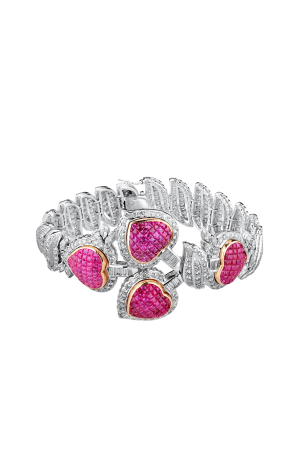 Браслет Vasily Konovalenko Ruby Hearts & Diamonds White Gold (36314)