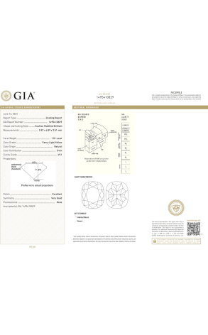 Кольцо GIA 1,01 ct Fancy Light Yellow/VS1 Cushion Cut & White Gold (43572) №2