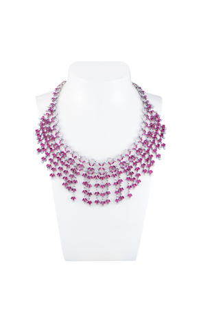 Колье  34,45 Purple Sapphires & 11,1 ct Round Cut Diamonds in Platinum & Gold (41735)