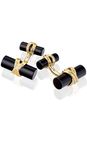 Запонки Tiffany & Co Onyx & Yellow Gold Cufflinks (42095)