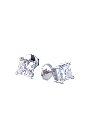 Пусеты  Princess Diamonds 1.03 ct H/VS2 - 1.05 ct H/SI1 (36978)