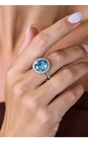 Кольцо  Blue Topaz & Diamonds & White Gold (41116) №2