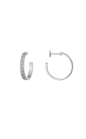 Серьги Cartier LOVE Hoop Medium Model Paved White Gold N8515193 (40892)