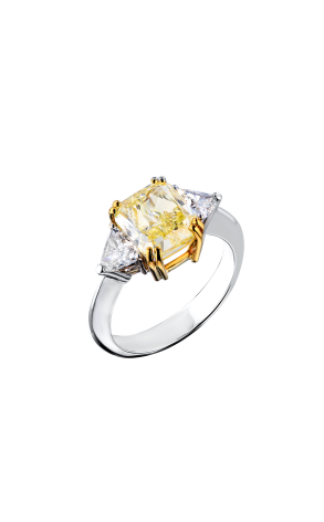 Кольцо Damiani 3,32 ct Natural Fancy Yellow/VS2 Cushion Cut Diamond (40933)