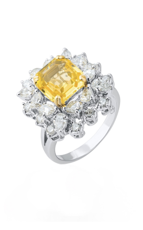 Кольцо  4.14 ct Natural Sapphire Intense Yellow & Diamonds (39642)