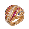 Кольцо Cartier Vintage Yellow Gold Diamond Ruby Sapphire Dome (36674) №7