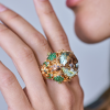 Кольцо  White Gold & Green Quartz & Diamonds & Tourmalines (40368) №8
