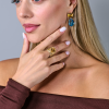 Серьги  Blue Topaz & Orange Citrine & White Gold (41107) №6