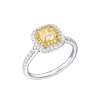 Кольцо GIA 1,01 ct Fancy Light Yellow/IF Cushion Cut & White Gold (43837) №3