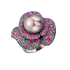 Кольцо Paolo Piovan Flower in Black Diamonds & Rubies & Tahitian Pearl (42714) №4