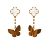 Серьги Van Cleef & Arpels Lucky Alhambra 2 motifs yellow gold, Mother-of-pearl, Tiger Eye VCARD79800 (41014) №2