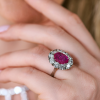 Кольцо  в стиле Graff 3,30 ct Strong Purplish Red Ruby Oval Cut & 3.40 ct CVD Diamonds & White Gold (40067) №6