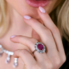 Кольцо  в стиле Graff 3,30 ct Strong Purplish Red Ruby Oval Cut & 3.40 ct CVD Diamonds & White Gold (40067) №5