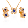 Ювелирное украшение  Van Cleef & Arpels 18k Yellow Gold Diamond and Sapphire Flowers Pendant and Earrings (13300) №2